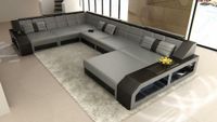 Sofa Couch Wohnlandschaft Matera XXL in Leder mit Ottomane Berlin - Treptow Vorschau