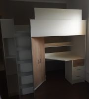 Hochbett weiß mit Schreibtisch und Schrank 90x200cm Sachsen - Treuen Vorschau