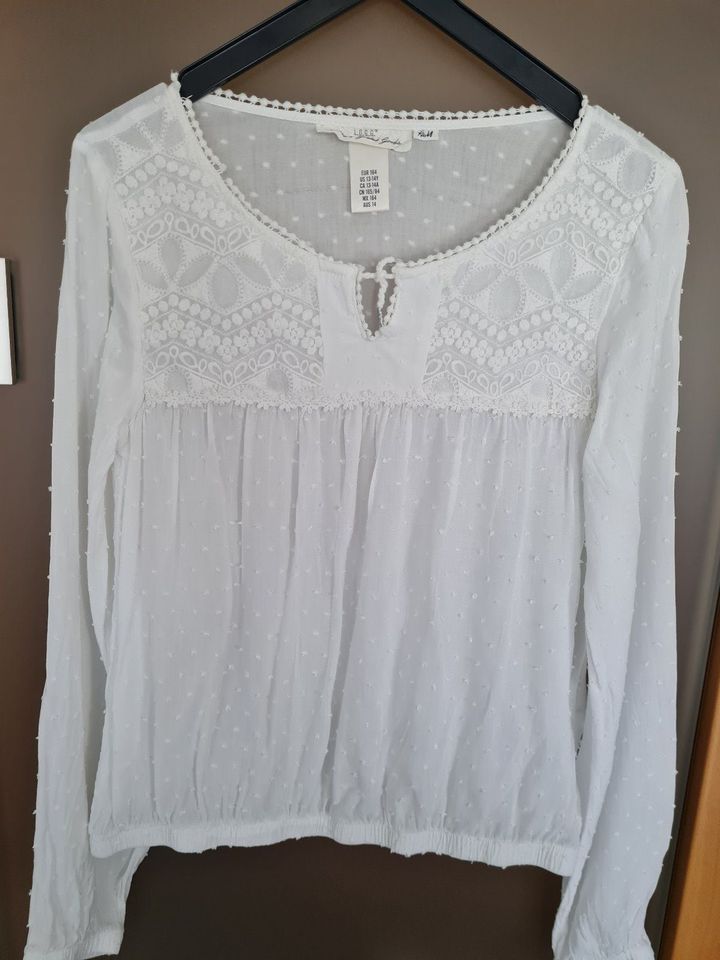 Bluse H&M Größe 164 weiß in Elbtal