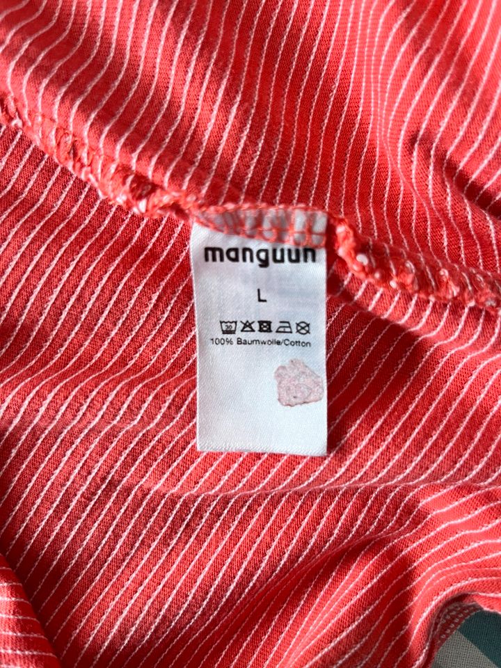 Manguun Shirt t-Shirt coral L Baumwolle rot gestreift in Frankfurt am Main