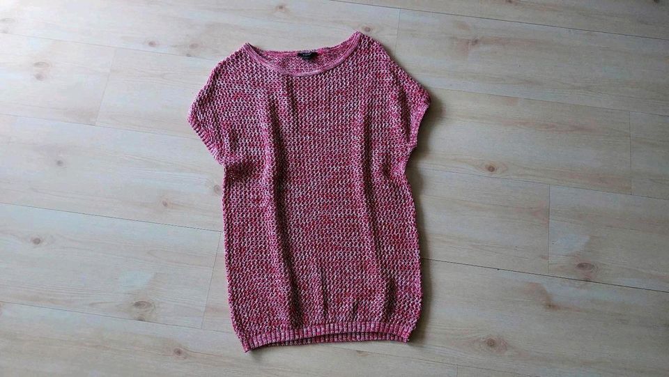 Strickpullover kurzarm rot weiß M 38 Damen in Sonthofen