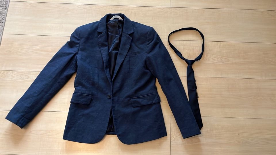 Anzug Jacke 152, H&M, mit Krawatte blau in Paderborn