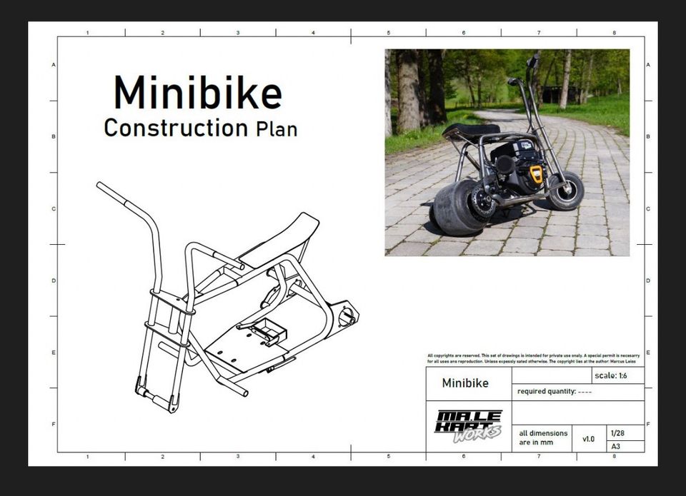 Minibike Baupläne - Pocketbile Pitbike Zeichnungen Anleitung in Löwenstein