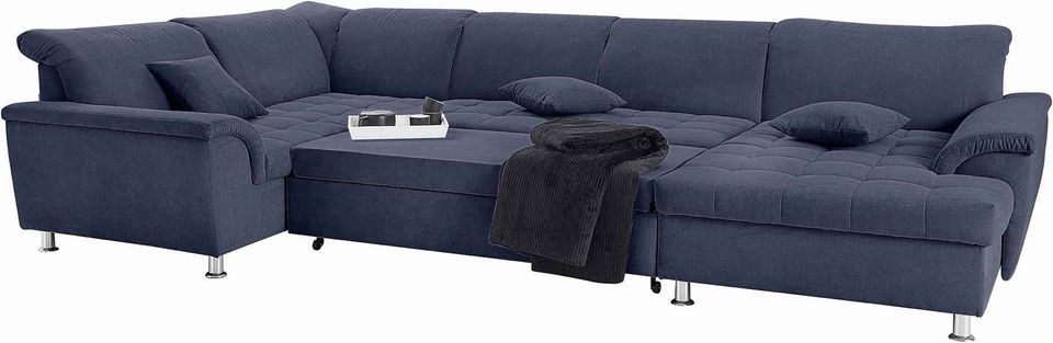 NEU! Wohnlandschaft Franzi XXL ! Sofa Chenille marine ! Bett in Löhne