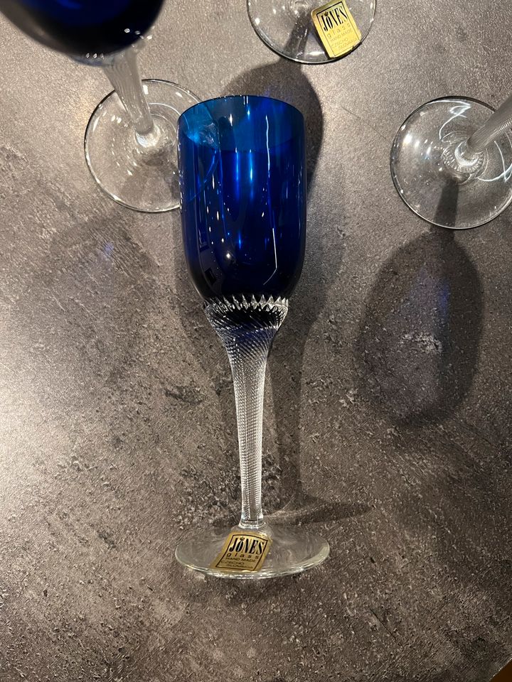 Jönes Glass nach Art Bristol Blue Sherryglas 4 Stück in Hannover