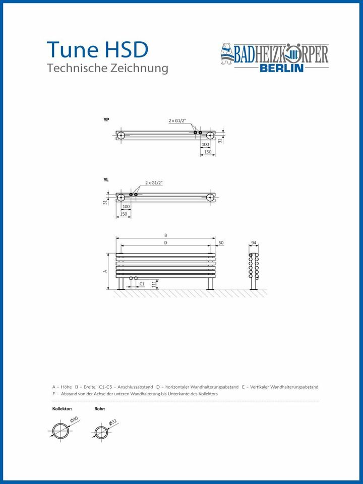 Badheizkörper Handtuchwärmer Handtuchtrockner TUNE HSD in Berlin