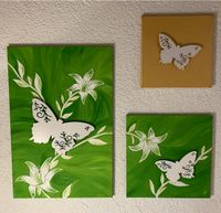 Schmetterling Bilder, 3 er, Leinwand mit 3D Schmetterlingen Rheinland-Pfalz - Hargesheim Vorschau
