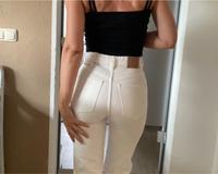 Pull & Bear Straight Jeans weiß eng Sommer Hose gold High XS 34 Bayern - Straubing Vorschau