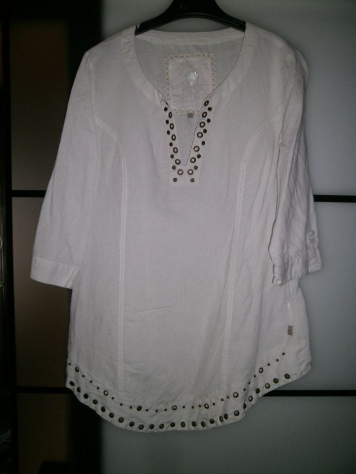 Soccx Tunika Bluse S 36 38 offwhite Leinen Nieten top in Krefeld