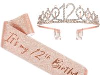 12. Geburtstag Schärpe und Tiara für Mädchen, Rose Gold Nordrhein-Westfalen - Rheda-Wiedenbrück Vorschau