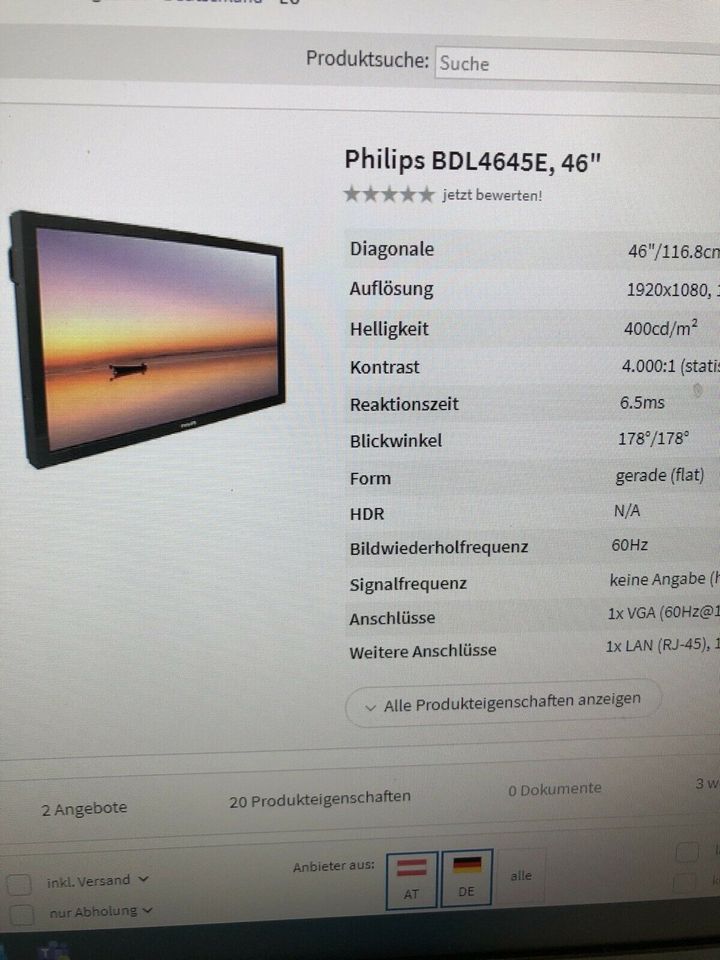 1 Philips,46 Zoll,BDL4645E LCD-Monitor , Display, gebr.,MwSt.ausw in Norderstedt