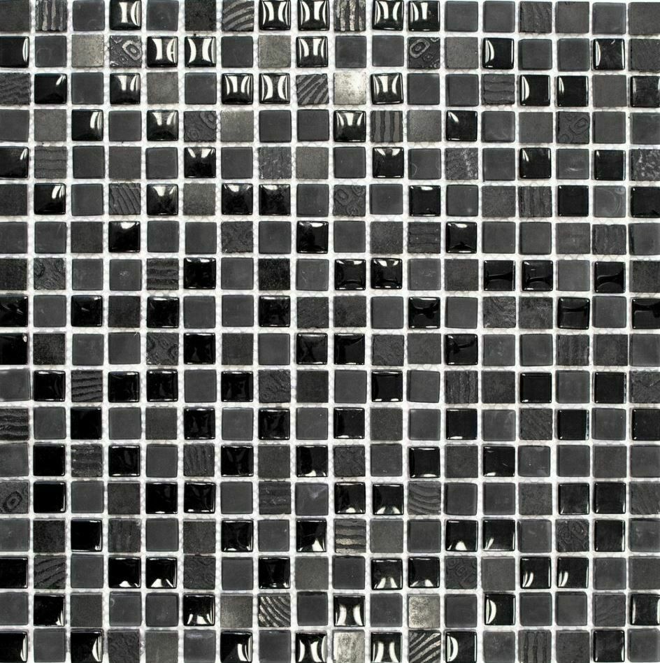 Glasmosaik Naturstein Cubetto Rustikal Grau Schwarz Dunkelgrau in Ebrach