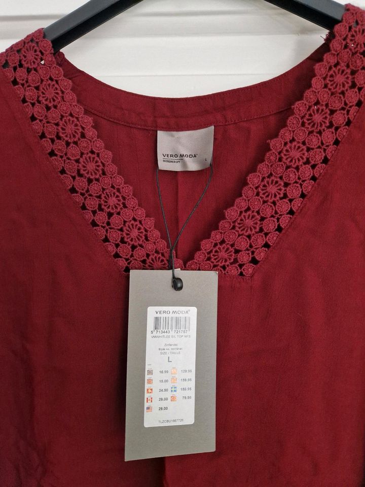 *NEU* Vero Moda | Bluse, Top  | Gr. L | rot, dunkelrot | Spitze in Osterhofen