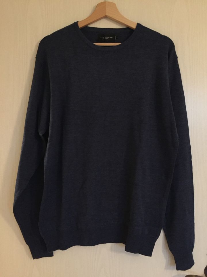 Russel Mens Crew Neck Knitted Pullover, NEU, blau, Größe M in Radebeul