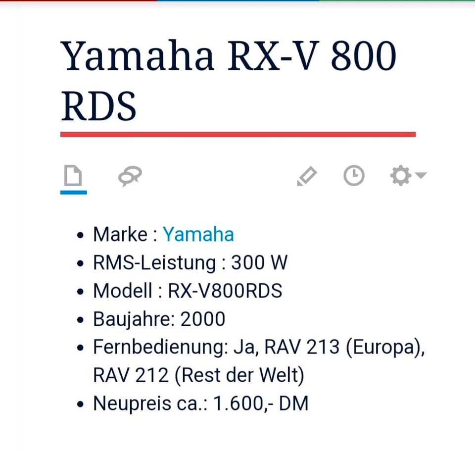Yamaha RX-V 800 RDS Receiver & 5.1 Surround Anlage von Elac in Denklingen