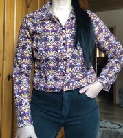 Vintage kragen Hemd Bluse langarm mit muster Baumwolle Gr.38 Hessen - Stadtallendorf Vorschau