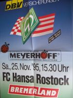 Ankündigungsplakat Werder Bremen - Hansa Rostock 11/1995 !!! Niedersachsen - Drochtersen Vorschau