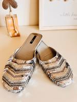 Slipper Schuhe Mules mit Pailletten | silber | 39 Nordrhein-Westfalen - Meerbusch Vorschau