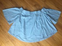 Hellblaue, kurze Leinenbluse / schulterfreie Crop-Bluse Gr. S Thüringen - Suhl Vorschau