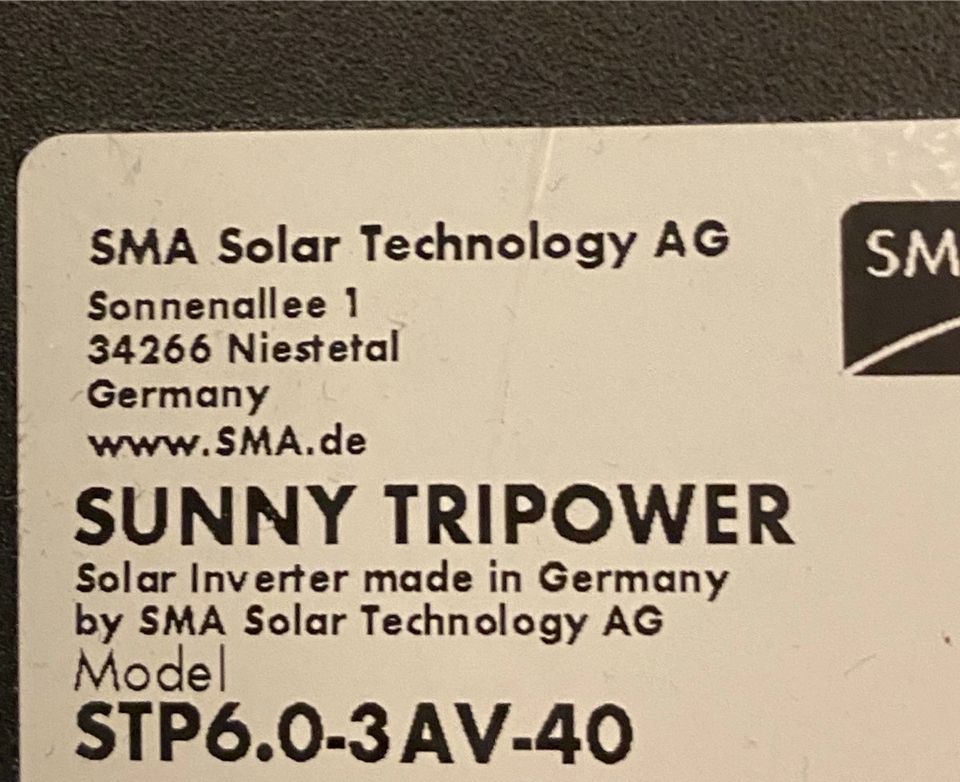 SMA Sunny Tripower STP 6.0-3 AV-40 mit neuem Anschluss Paket in Jessen (Elster)
