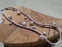 Hübsche Kette mit Perlen und geflochtenem Lederband rosa Rheinland-Pfalz - Kommen Vorschau