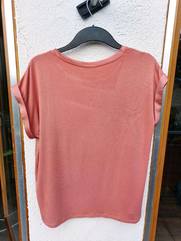 Vila T-Shirt Sommertop Sommershirt 38 Rosé schimmernd glänzend in Mötzingen