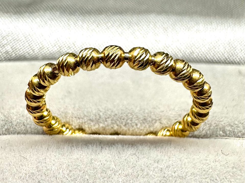 585 / 14 Karat Gelbgold Kugel Ring diamantiert in Moers