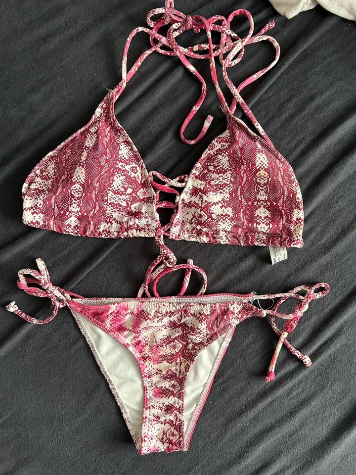 Bikini Set Leo bunt Bandeau pink schwarz XS S 34 D L Lascana Calz in Braunschweig