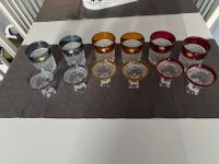 12 Gläser aus Bleikristall Vintage bunte Ränder Nordrhein-Westfalen - Castrop-Rauxel Vorschau