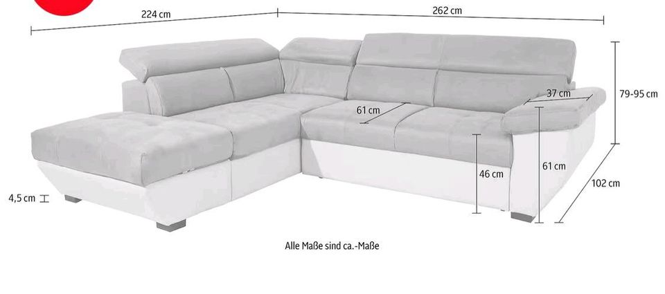 Couch Sofa Wohnlandschaft weiß grau L-Couch neuwertig in Schönebeck (Elbe)
