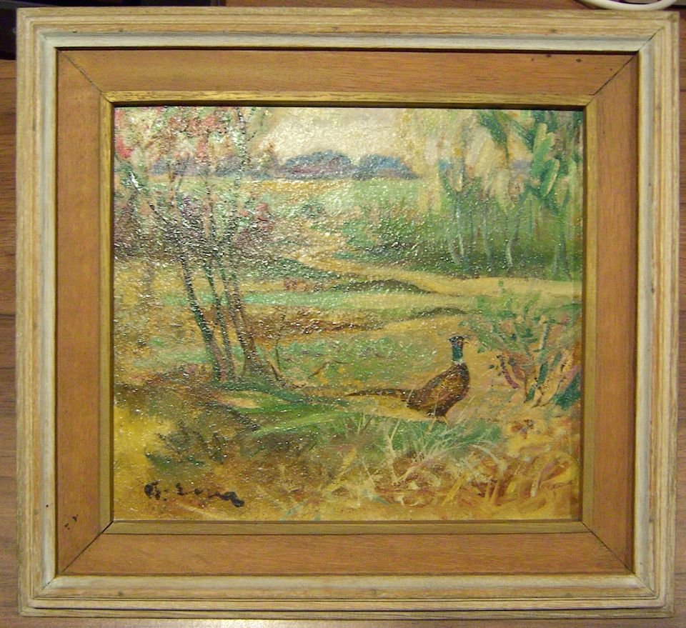 Fasan von 1968 - Gemälde 29x25.5 cm - Rudolf Esser (1900-1970) in Bocholt