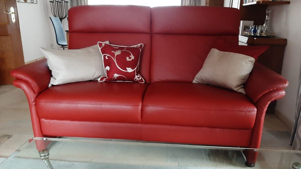 Ledersofa wie neu Rotbraun rot braun Sofa Couch in Borken