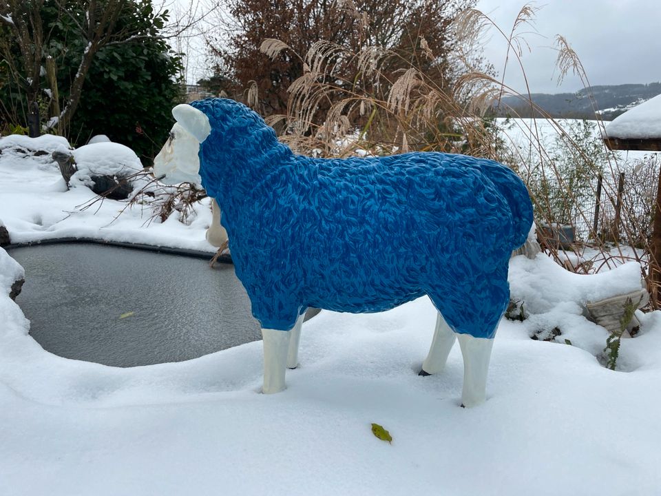 Ein Blaues Schaf Deko Haus Gartenfigur in Waldbreitbach