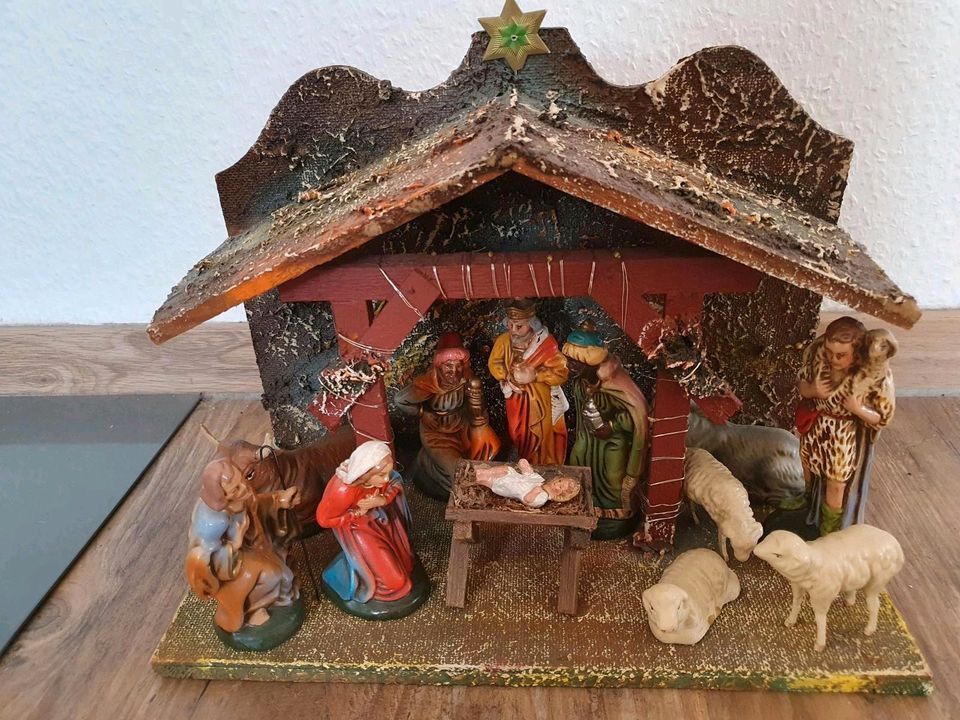 Weihnachtskrippe Krippe Weihnachten nostalgisch Jesus alt retro in Sonneberg