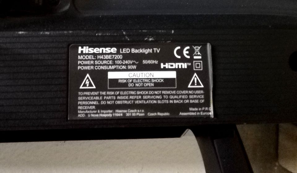 42,5" Hisense H43BE7200 - defekt in Braunschweig