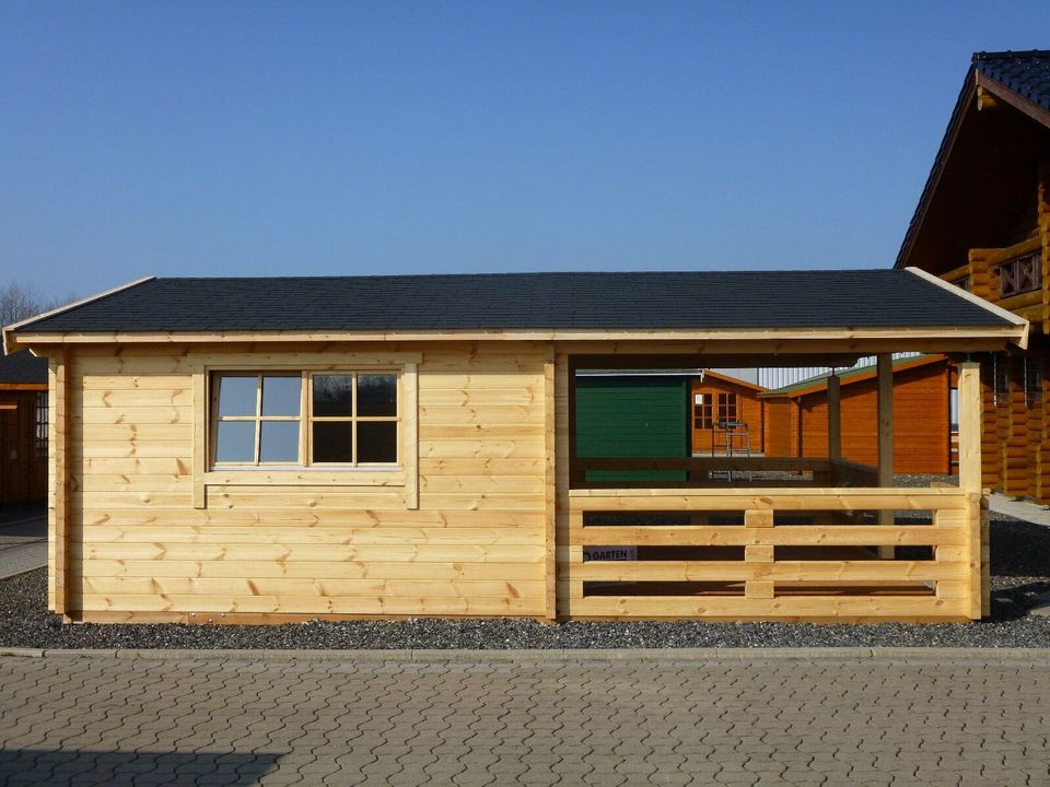 70mm Gartenhaus HUGO-54 5,0x4,0m+3m-Veranda mit Doppel-, Isolier in Wietmarschen