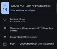 3 Tickets „Cirque Noir“ Open Air by Aquaphobie Hessen - Babenhausen Vorschau