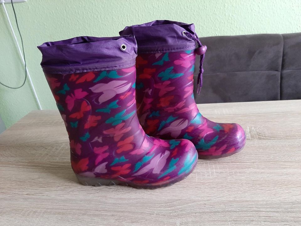 Regenstiefel Beck Gr. 32 Warmfutter Gummistiefel Schmetterlinge in Paulinenaue