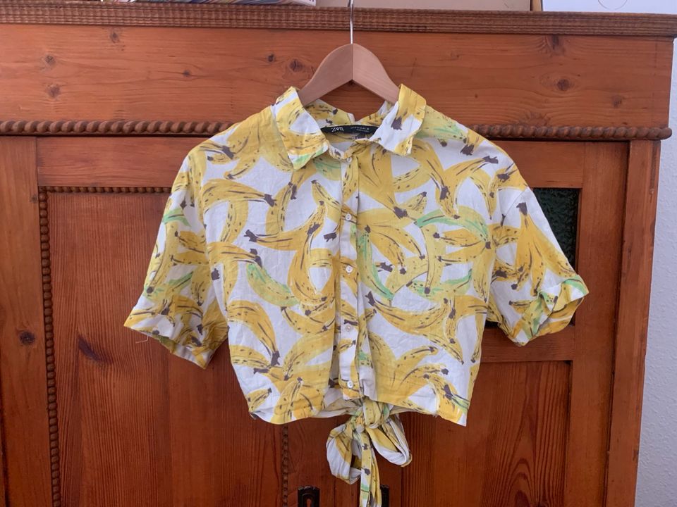 ZARA cropped Sommer Bluse Shirt Leinen Banane S in Dresden