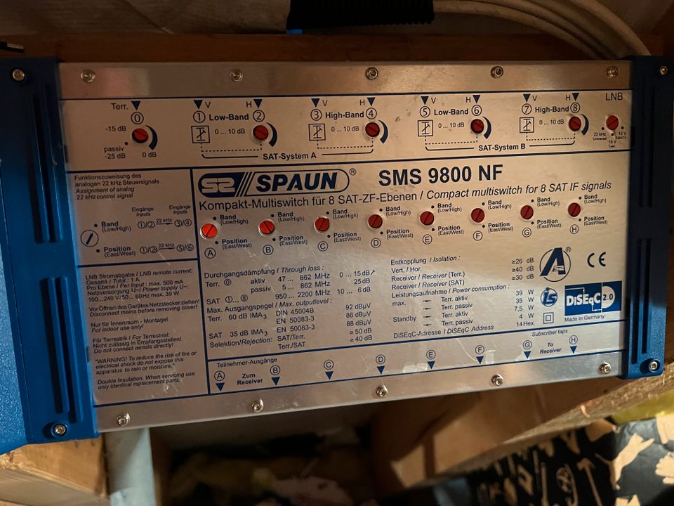 Verkaufe Sat Multiswitch 9/8 für bis zu 8 Teiln /Astra/Eutelsat) in Leutenbach