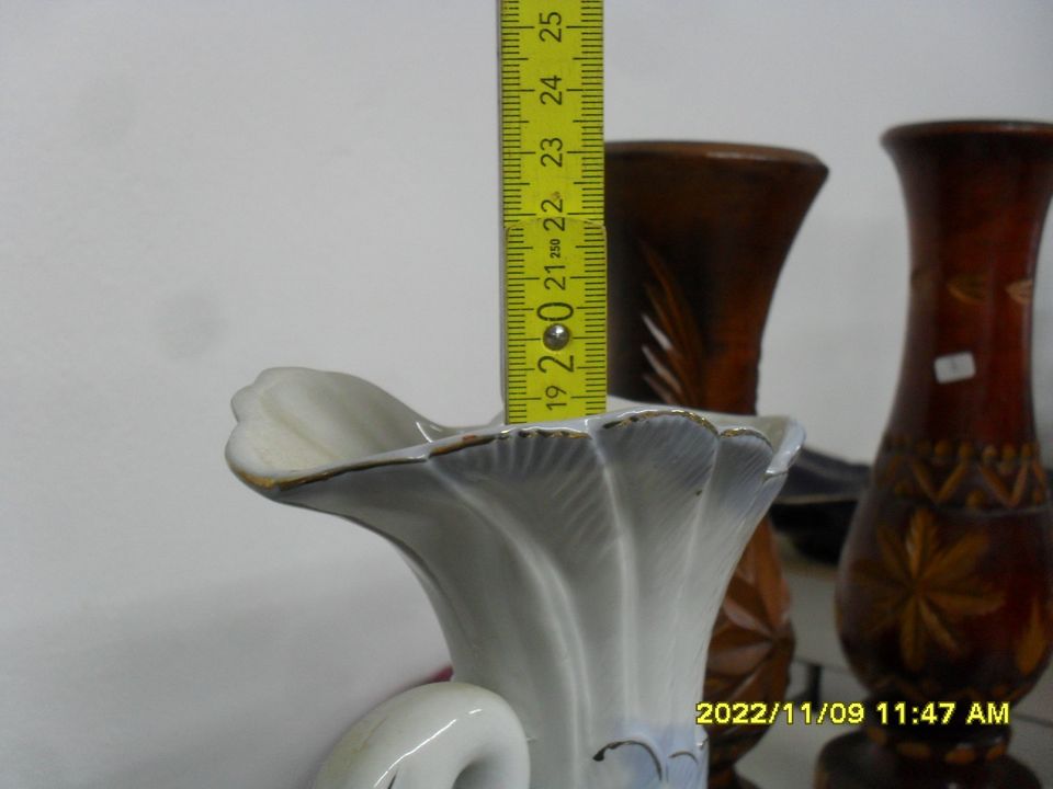 KERAMIK SCHWAN 3er SET SCHWÄNE VASE in Straach