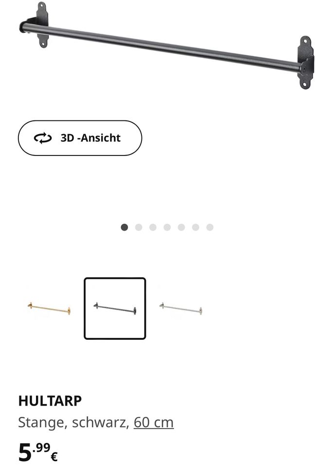 Ikea Hultarp Stange + 10 Haken 80cm in Hamburg