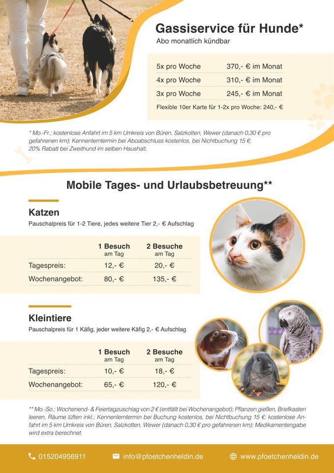 Tierbetreuung Tiersitter Urlaubsbetreuung Haustierbetreuung in Salzkotten