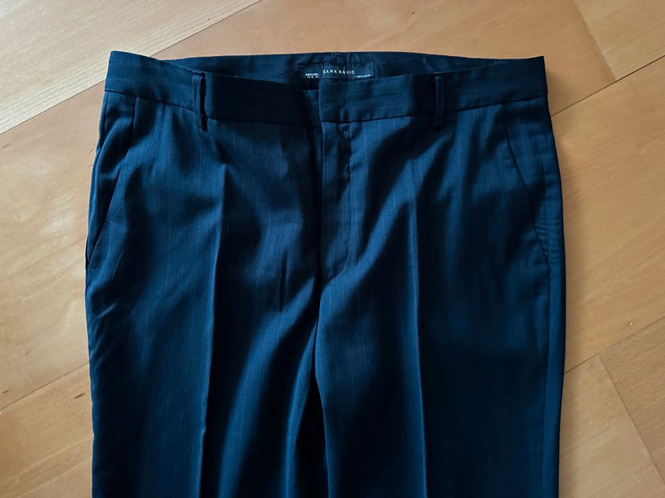 ZARA Anzug Hosenanzug Business Hose Blazer blau Nadelstreifen XL in Duisburg