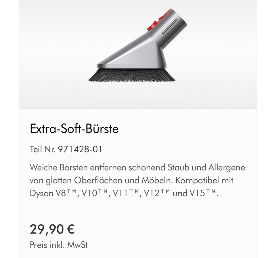 Dyson V15 Zubehör Kombi-Zubehördüse, Extra-Soft Bürste, Fugendüse in Cloppenburg