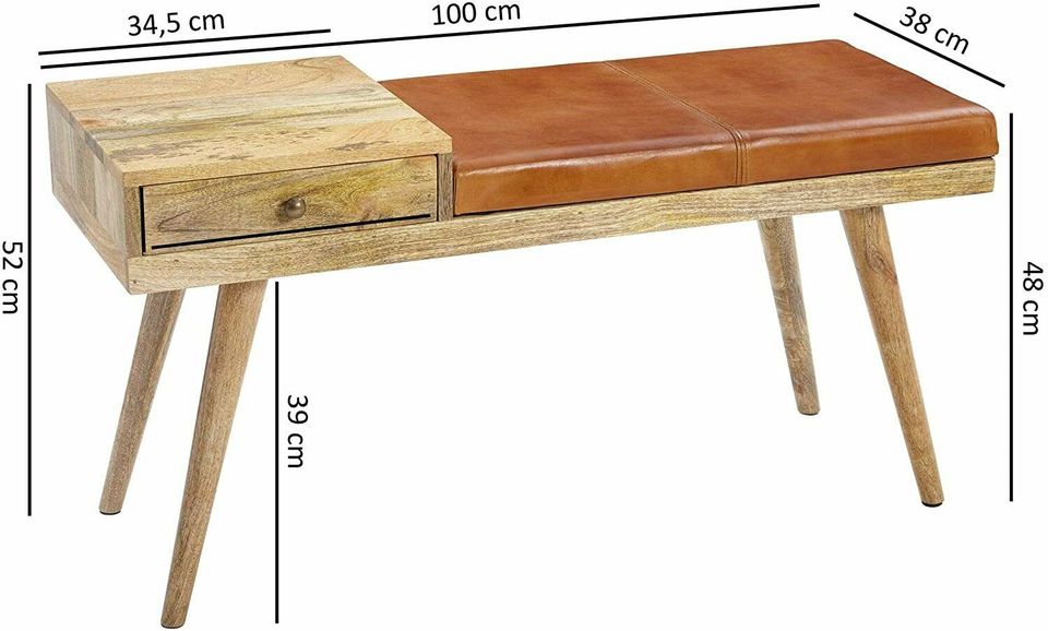 Sitzbank Lederbank Polsterbank Flurbank Bank Stauraum Massivholz in Bielefeld