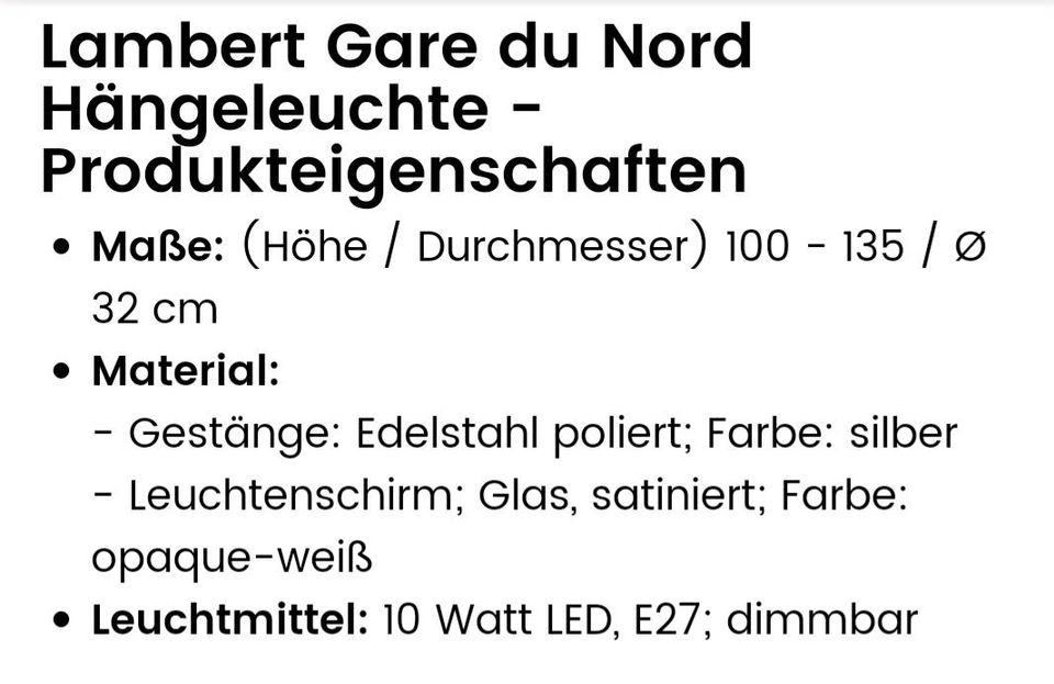 LAMBERT - Gare du Nord, 2 Hängeleuchten in Bamberg