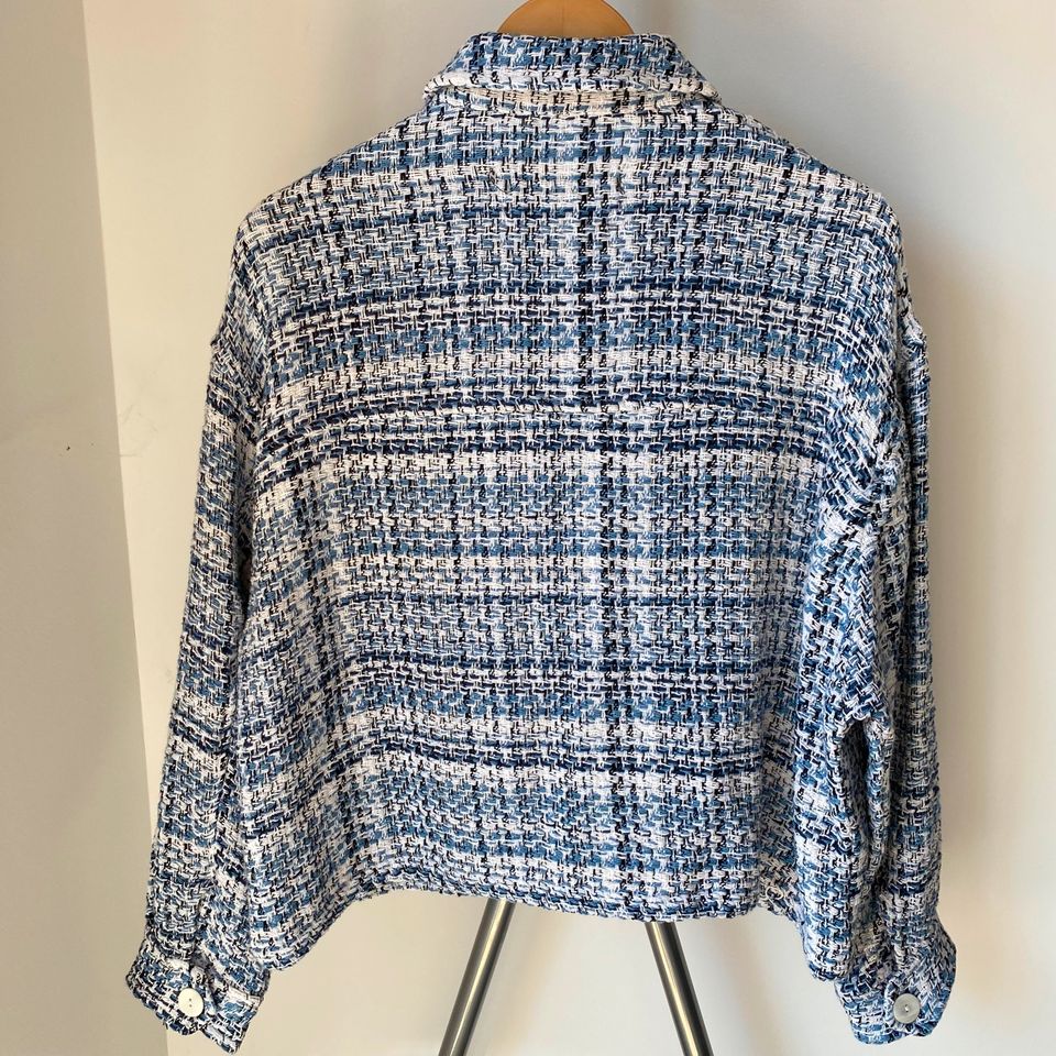 Zara hellblau Jacke kariert Damen Overshirt Baumwolle Gr. S in Wistedt