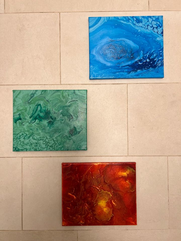 Trilogie ELEMENTE 1-2-3 „ Erde, Wasser, Feuer“ Acryl auf Leinwand in Stuttgart