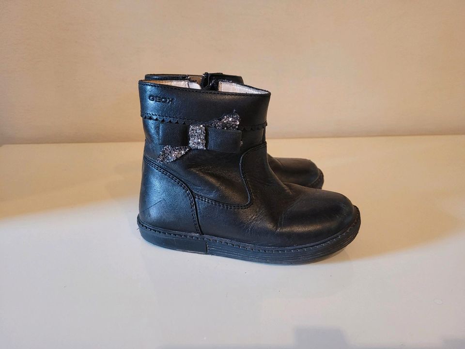 Stiefeletten für Mädchen Echtleder schwarz Schleife Glitzer Gr 25 in Merchweiler